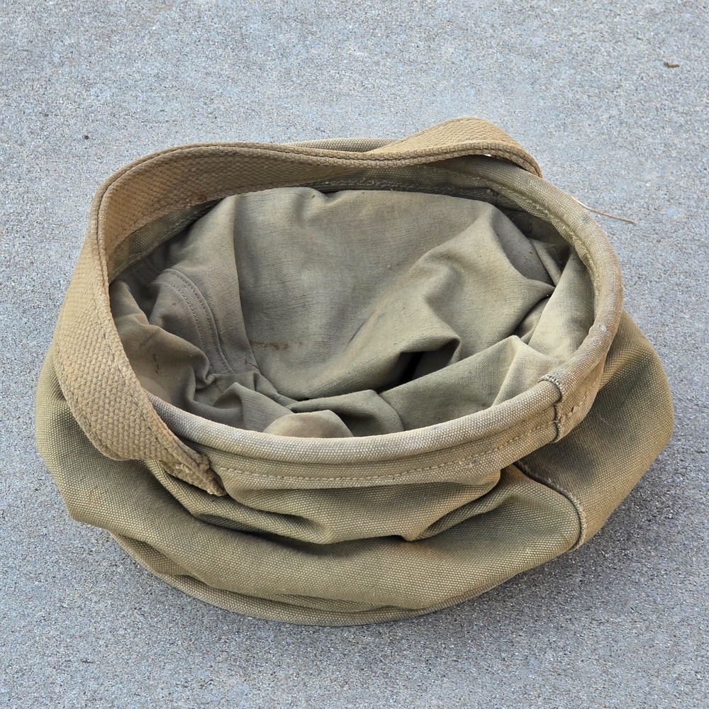 WWII US Military Army Canvas Water Bucket 1943 Collapsible Jeep Cavalry Pail - Picture 11 of 16